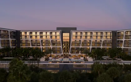 Avara building poolside