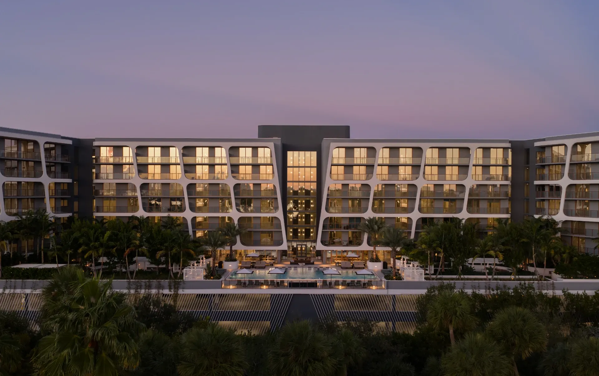 Avara building poolside